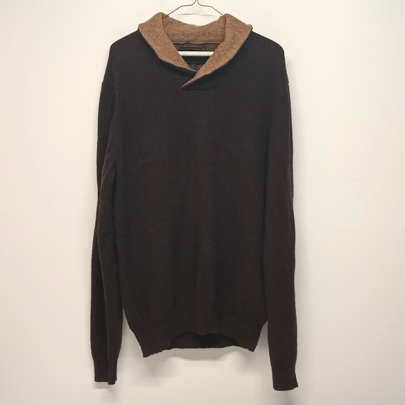 j°S.A.Bank Reserve Other - Vintage Mens sweater 80% lambs wool brown long sleeves  size X-LARGE